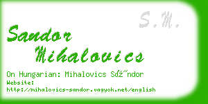 sandor mihalovics business card